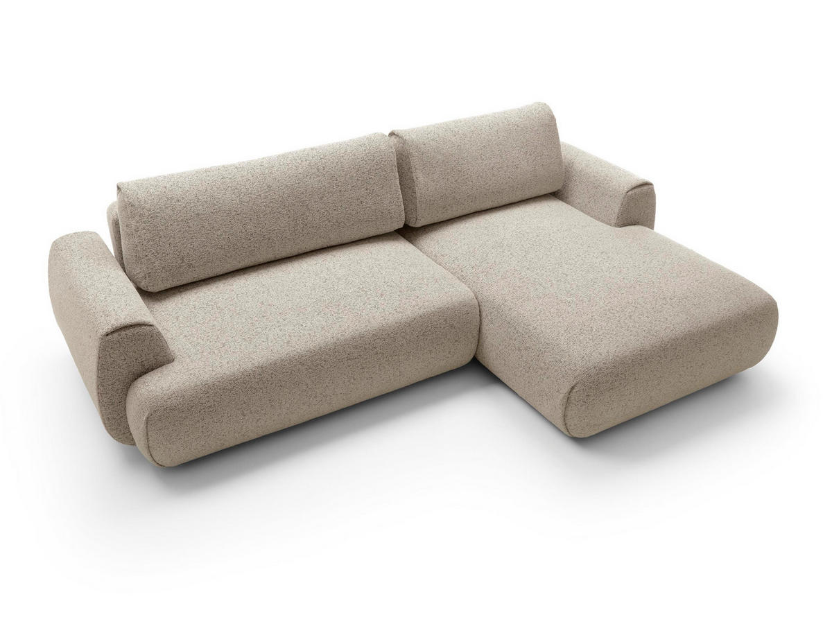 ECKSOFA Morena Dunkelbeige, mit Schlaffunktion, rechte seite - Beige, Holzwerkstoff/Textil (270/167cm) - Bettso