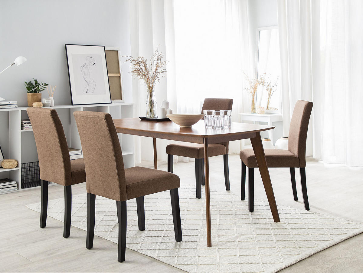 STUHL 2er-Set Polsterbezug Braun Broadway - Braun, Holz/Textil (44/92/45cm) - Beliani