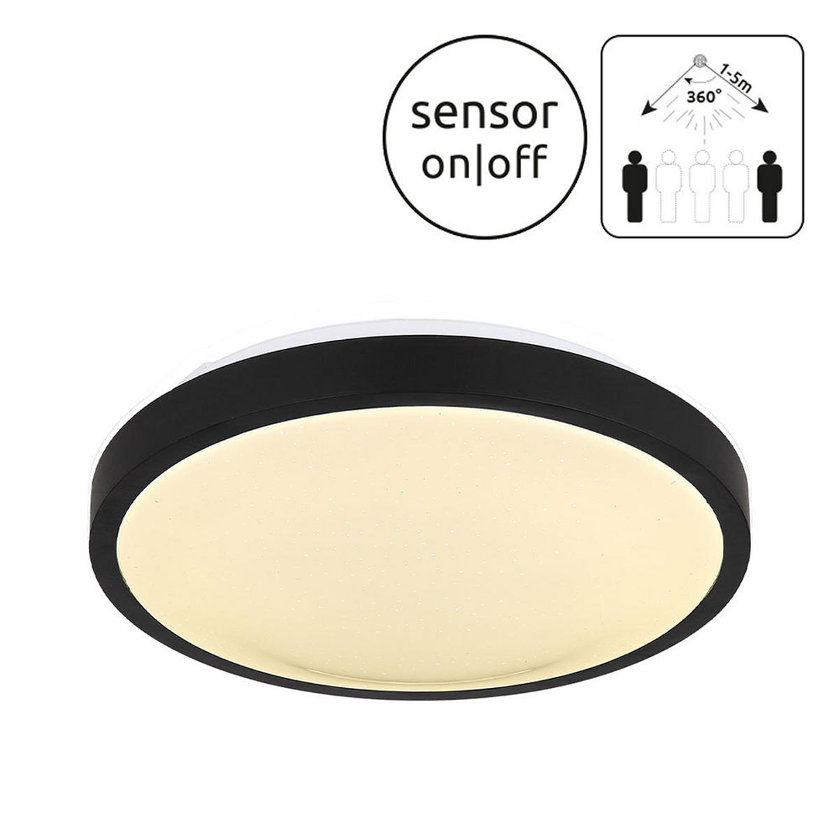 LED DECKENLEUCHTE Gregory Metall Schwarz - Schwarz, Metall (30/30/9cm) - Globo Lighting