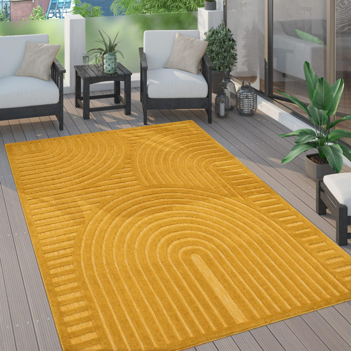 OUTDOORTEPPICH 60/100 cm Livorno 674 - Gelb, Kunststoff (60/100cm) - Paco Home