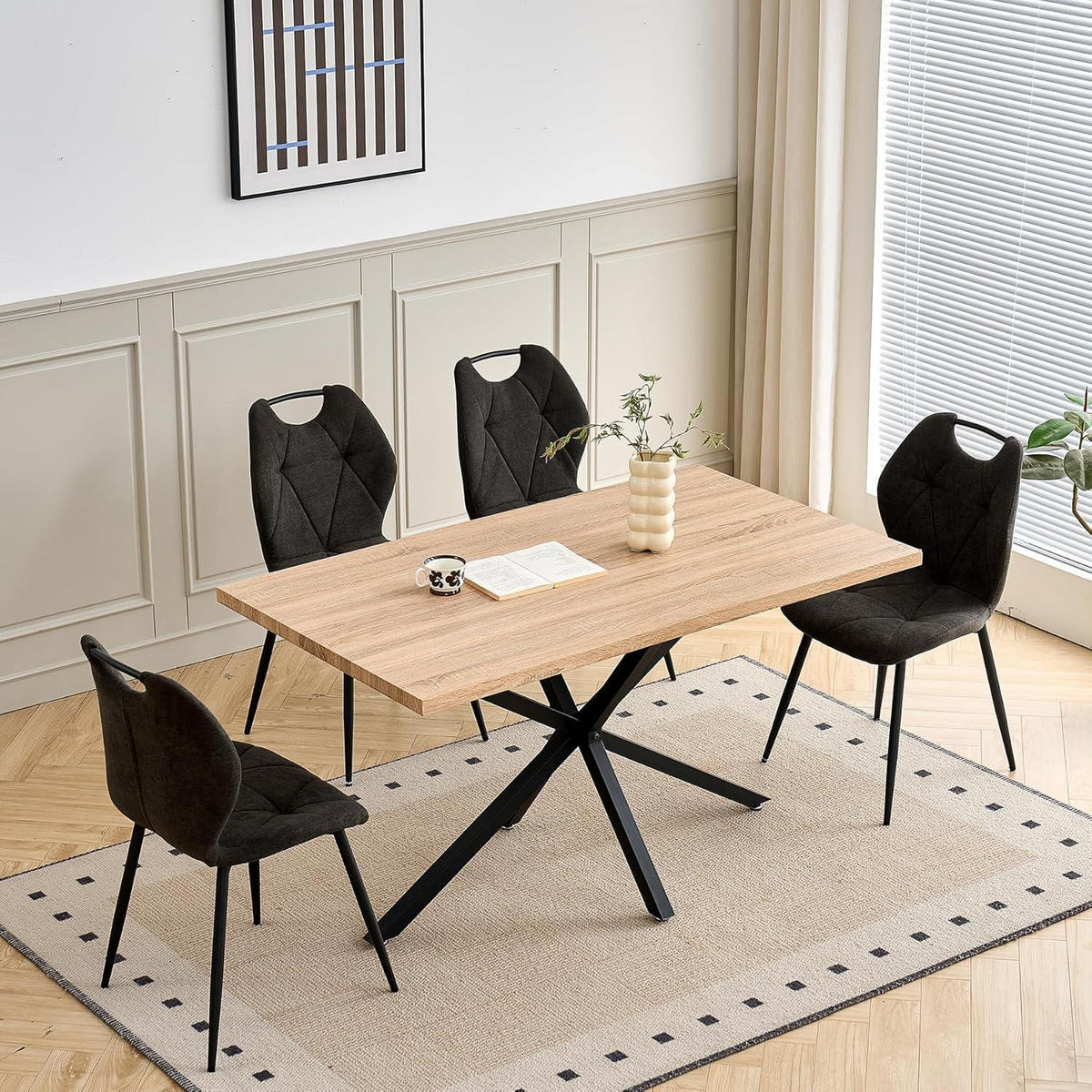 ESSZIMMERSTUHL 2er-Set Stoff Schwarz - Anthrazit, Textil (44/86/48cm)