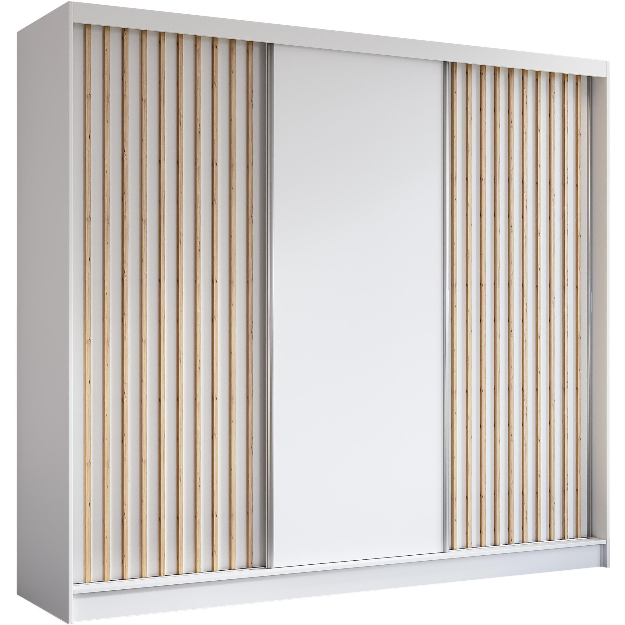 SCHWEBETÜRENSCHRANK Helios 240/216/61 weiß+eiche Artisan mit Schubladen - Weiß/Eiche Artisan, Holzwerkstoff (240/216/61cm) - Beautysofa