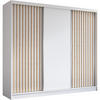 SCHWEBETÜRENSCHRANK Helios 240/216/61 weiß+eiche Artisan mit Schubladen - Weiß/Eiche Artisan, Holzwerkstoff (240/216/61cm) - Beautysofa