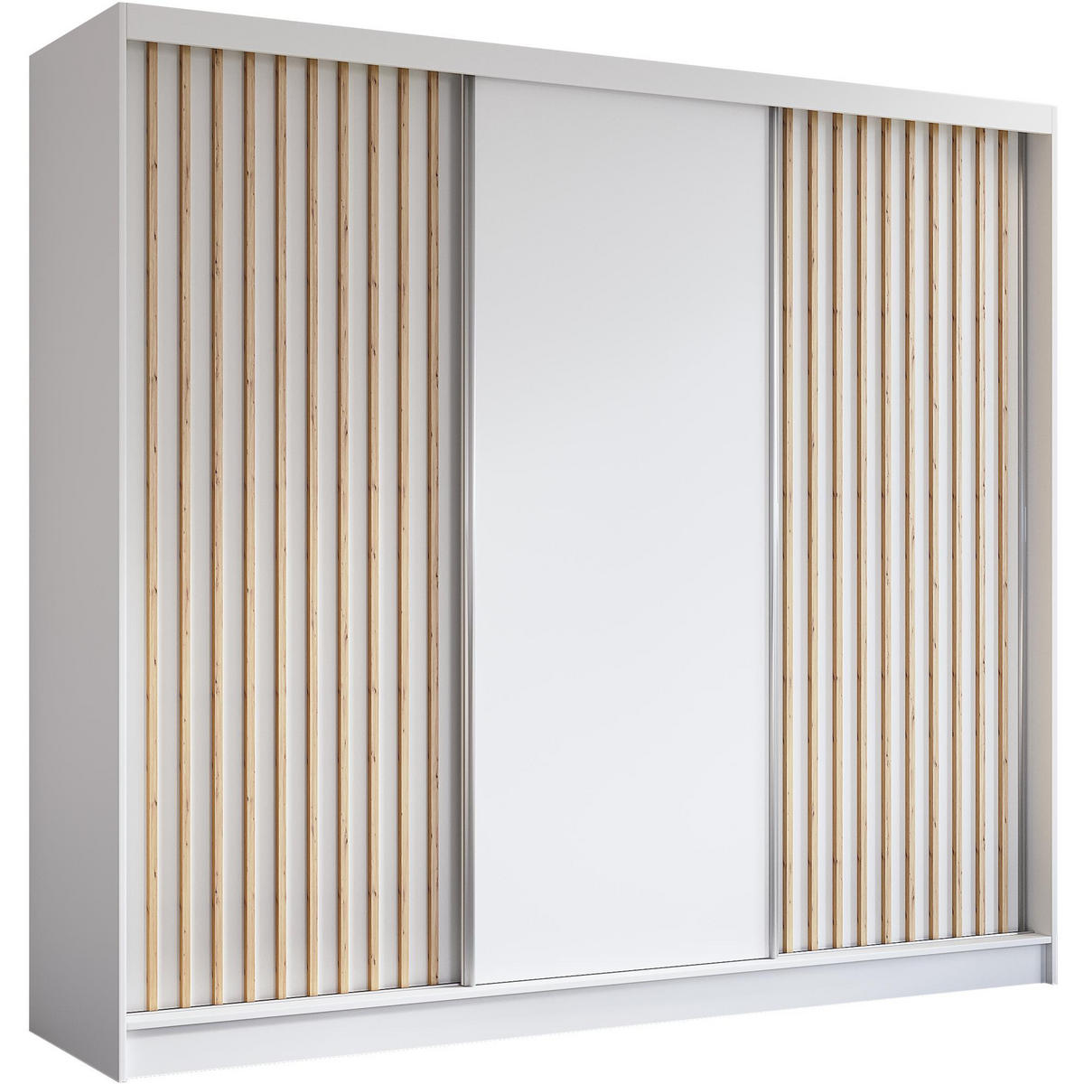 SCHWEBETÜRENSCHRANK Helios 240/216/61 weiß+eiche Artisan mit Schubladen - Weiß/Eiche Artisan, Holzwerkstoff (240/216/61cm) - Beautysofa