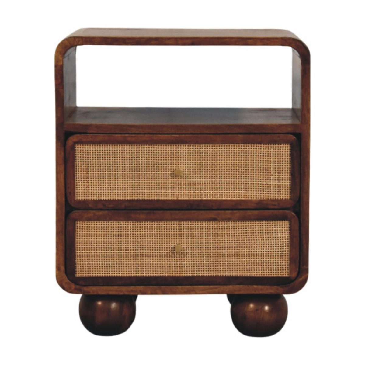 NACHTTISCH mit Kastanien-Finish, 2 Schubladen, 1 offene Ablage, dunkelbraun - Dunkelbraun, Holz (45/55/35cm) - Artisan Furniture