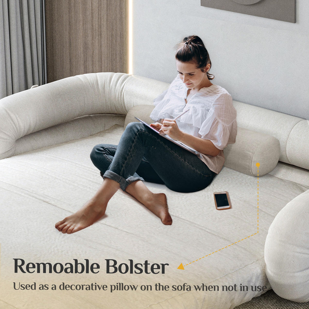 SITZSACK Faltbar Modular Leinen weiß - Weiß, Textil (77/65/72cm) - Vercart
