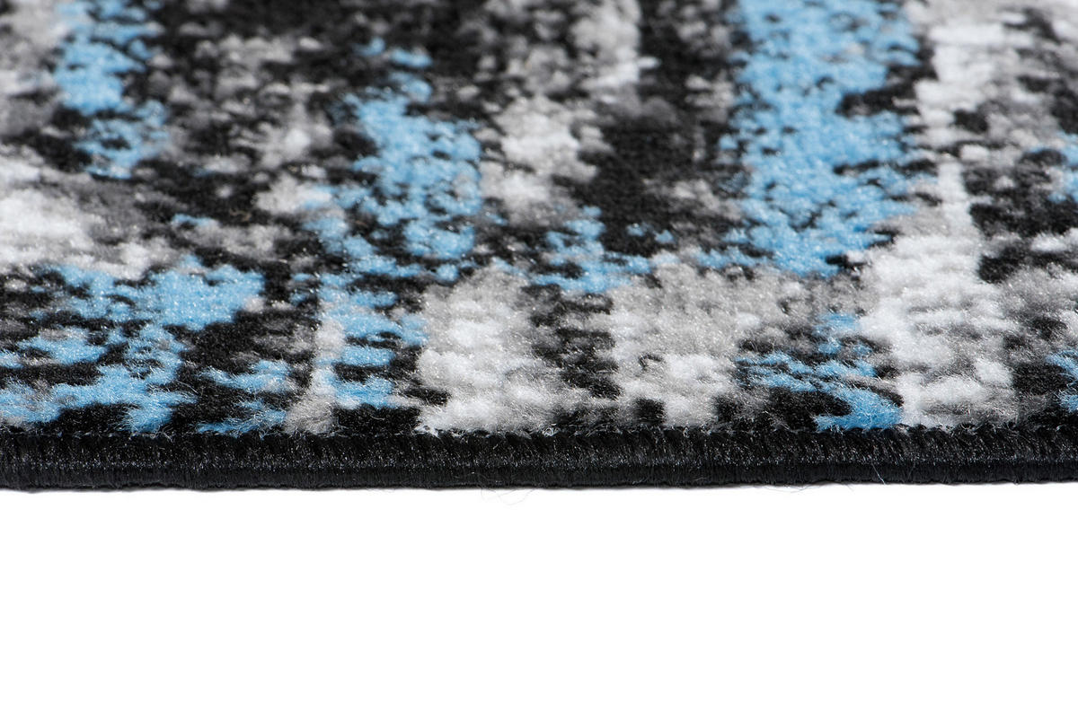 LÄUFER MAYA Schwarz Blau 60/100 cm - Blau, Textil (60/100cm) - Tapiso