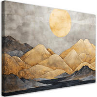 WANDBILD goldene berge landschaft abstrakt - Gelb, Textil (60/40cm) - Feeby