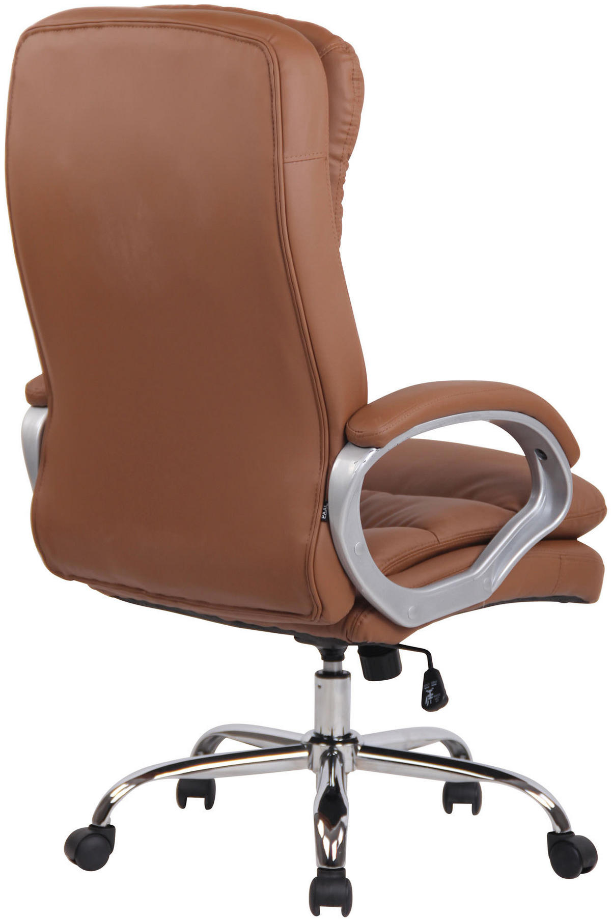 CHEFSESSEL Lederlook hellbraun - Chromfarben/Hellbraun, Textil/Metall (68/116/77cm) - CLP