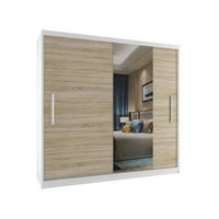 SCHWEBETÜRENSCHRANK Verona MSE, Weiß/Sonoma Eiche Matt, 200 cm, mit Spiegel - Sonoma Eiche, Holz (200/216/60cm) - B BELINI GROUP