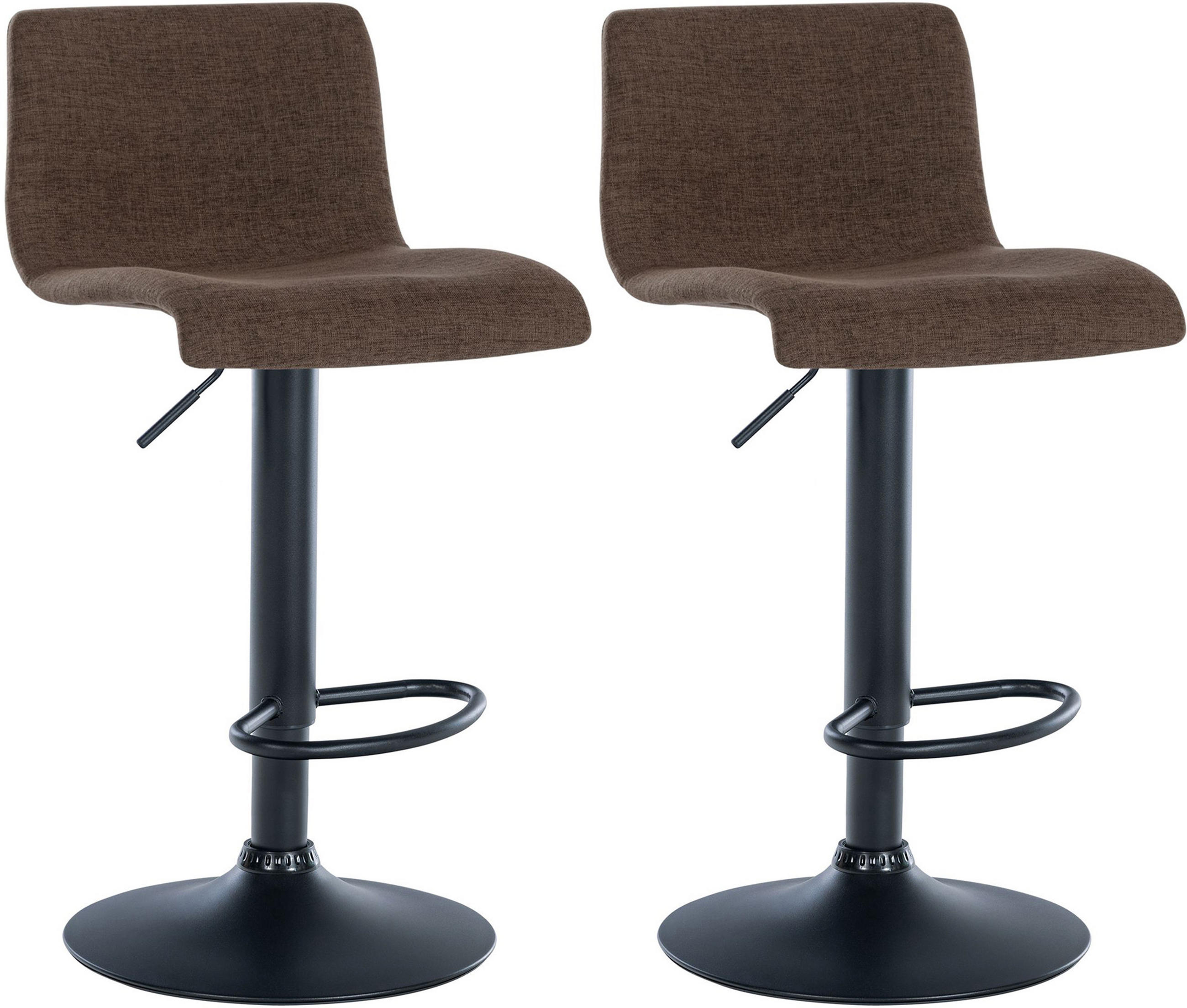 BARHOCKER 2er Set Brandon Stoff braun - Schwarz/Braun, Textil/Metall (39/104/36cm) - TPFLiving