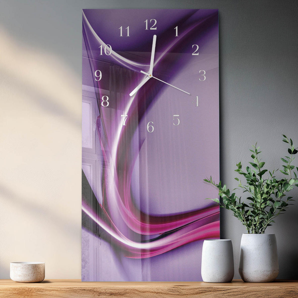 WANDUHR 30x60 cm - Horizont - Lila, Glas (30/60/0.4cm) - TULUP