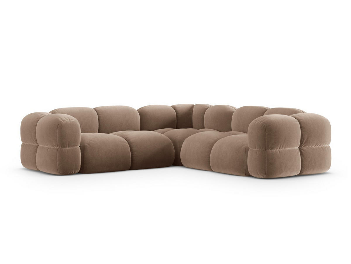 ECKSOFA Loretto aus Samt dunkelbeige 4 Sitzplätze - Mokka, Textil (250/250cm) - Cosmopolitan Design