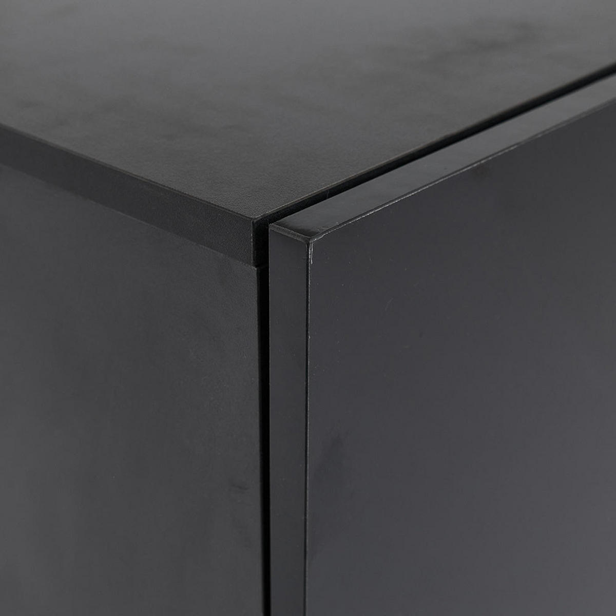 VITRINE in Hochglanzschwarze mit 1 Glasboden - Schwarz, Holz (35/160/45cm) - KOMHTOM