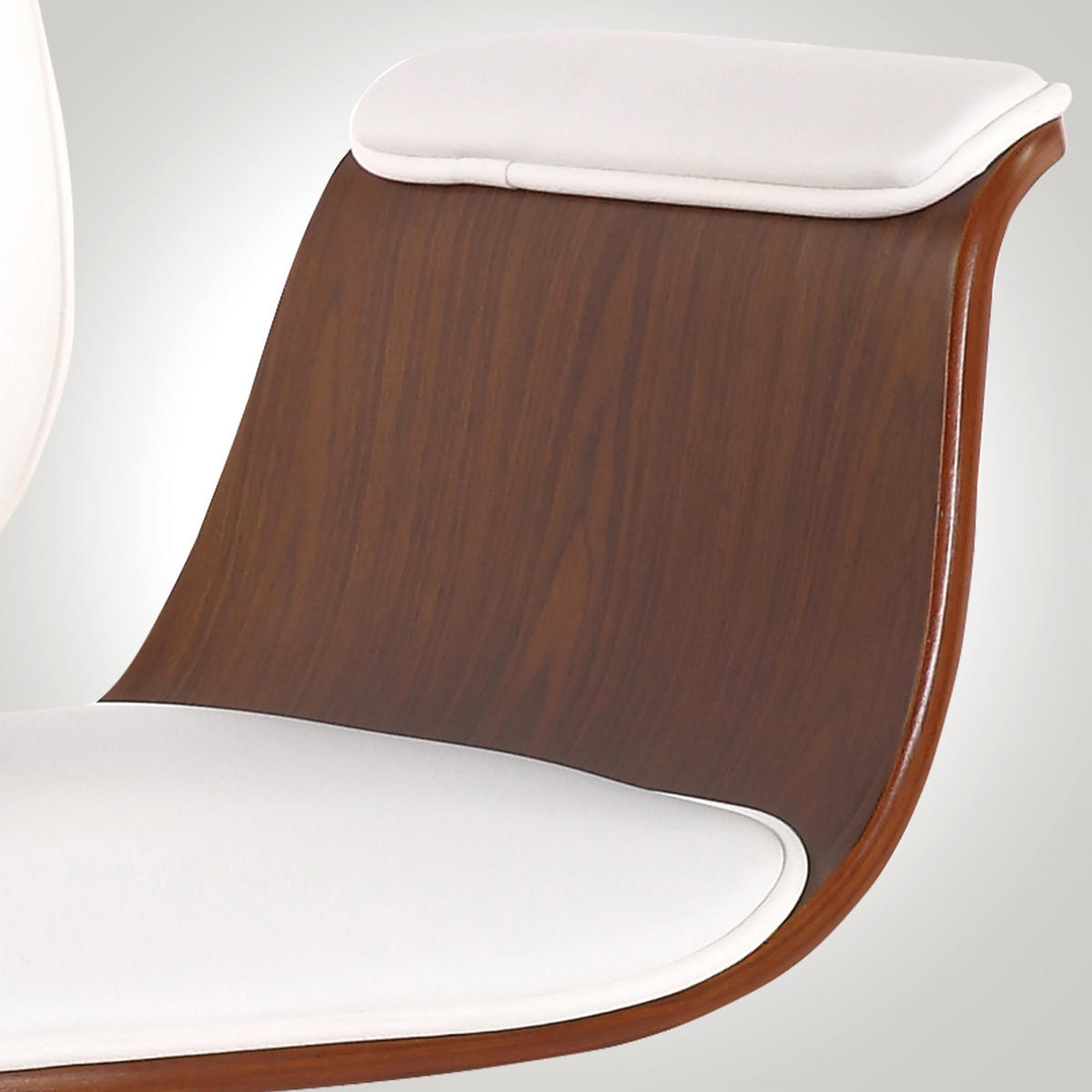 DREHSTUHL Holz walnuss/weiß - Chromfarben/Walnussfarben, Holz/Textil (69/82/62cm) - CLP