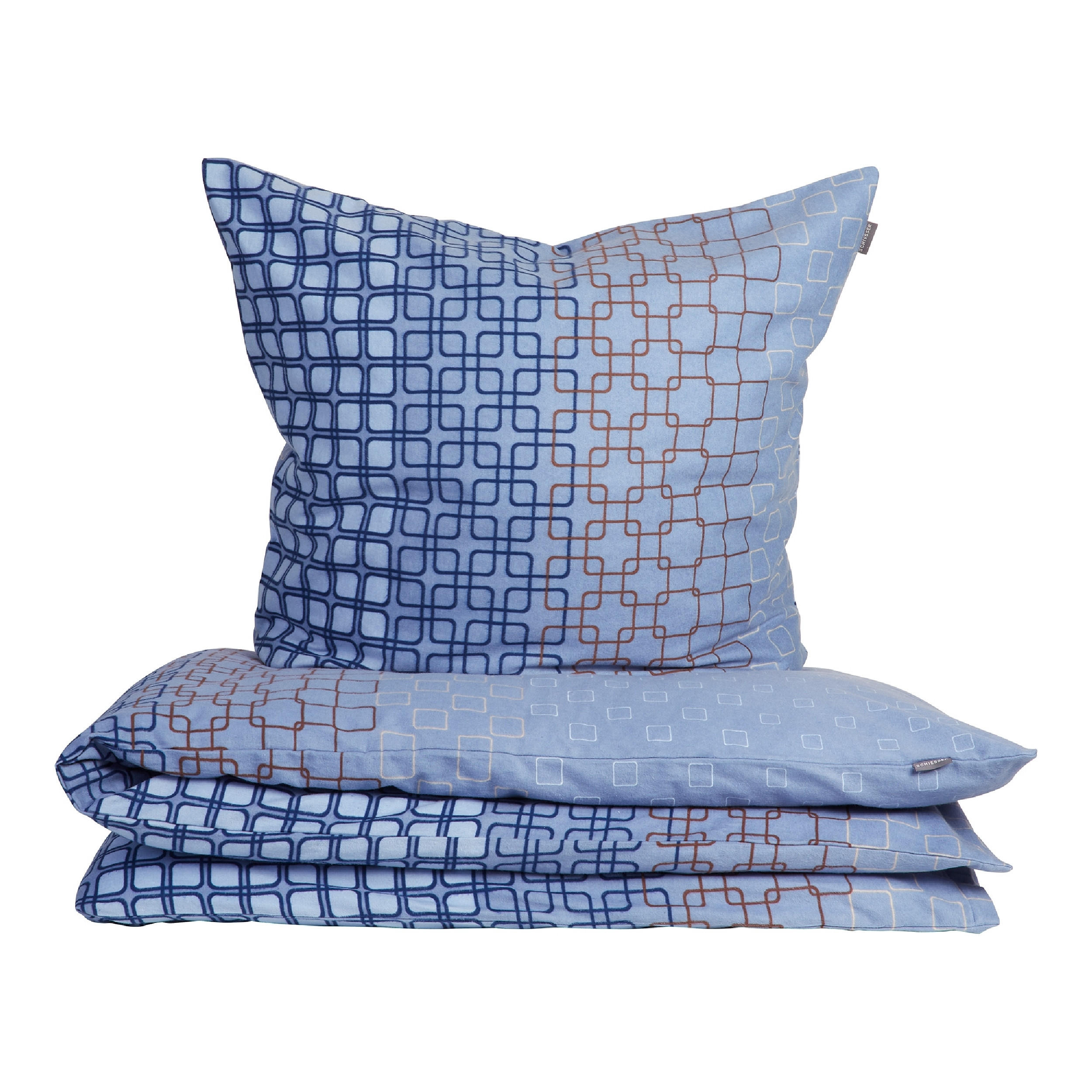 BETTWÄSCHESET Henka - Feinbiber - 2-teilig - 155 x 220 cm - Hellblau-Braun - Braun, Textil (155/220cm) - SCHIESSER