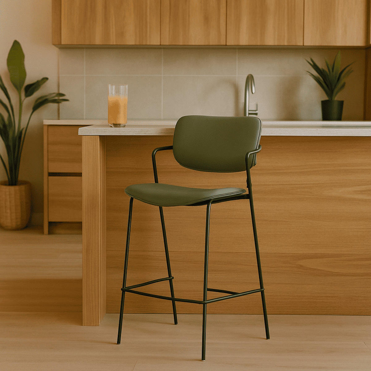 BARHOCKER Maika Grün 44/51/66 cm 2er-Set - Grün, Textil (51/66/44cm) - Drawer