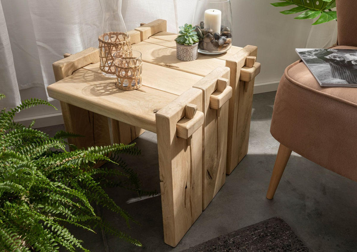 NACHTTISCH Eiche 56x34x45 natur geölt OAK HEART #11 - Braun, Holz (56/45/34cm) - Massivmoebel24