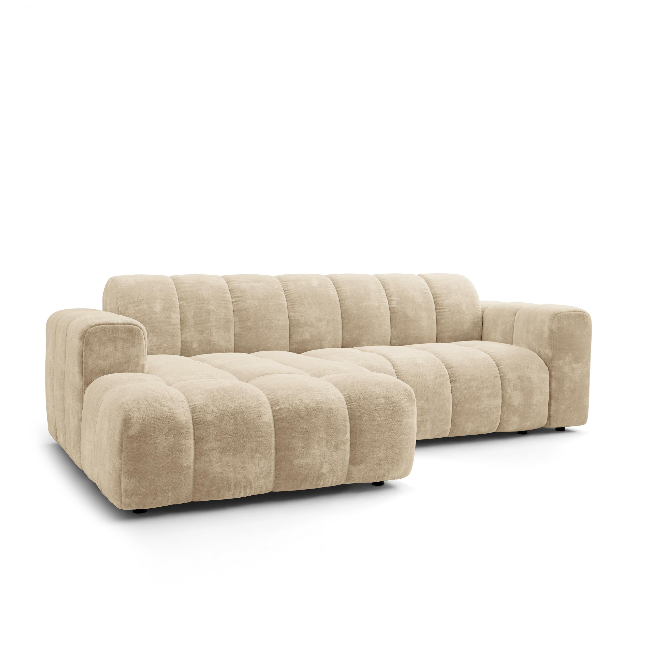 ECKSOFA TISI Creme Chenille - Creme, Holz (274/165cm) - MASSENO
