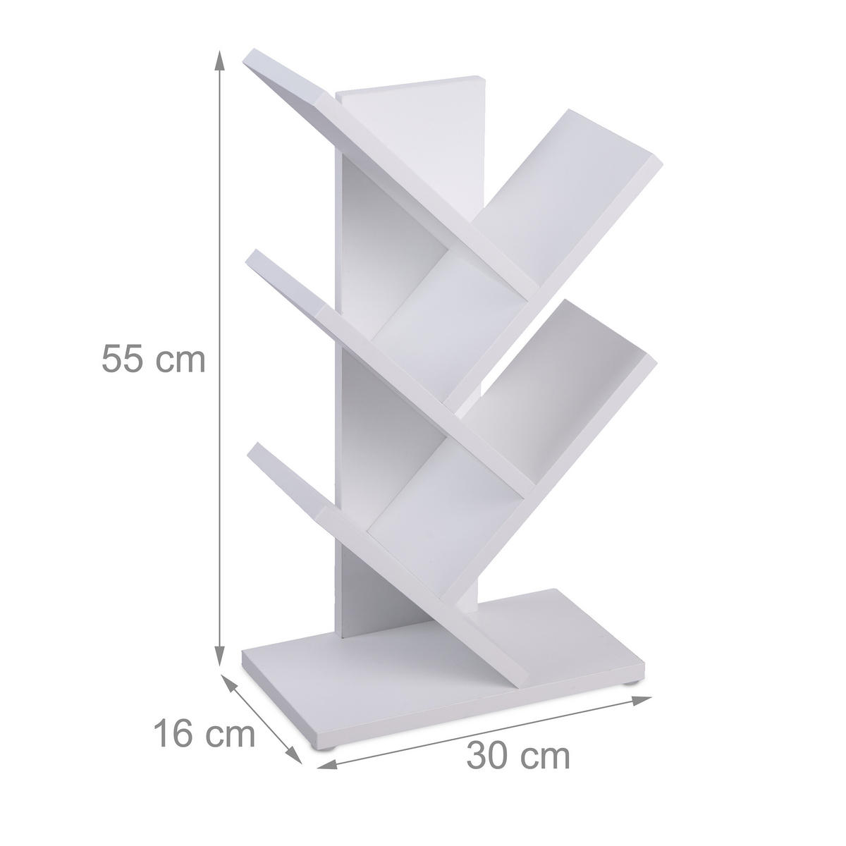 BÜCHERREGAL - Weiß, Holzwerkstoff/Kunststoff (30/55/16cm) - Relaxdays