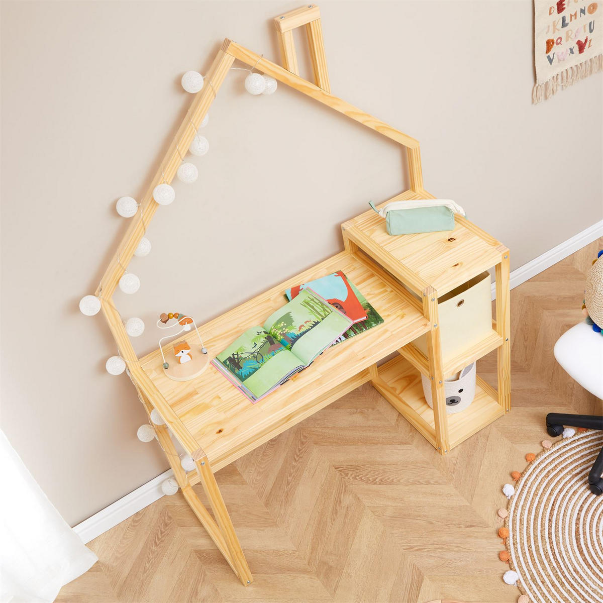 KINDERSCHREIBTISCH NIVIA - Naturfarben, Holz (120/162/50cm) - IDIMEX