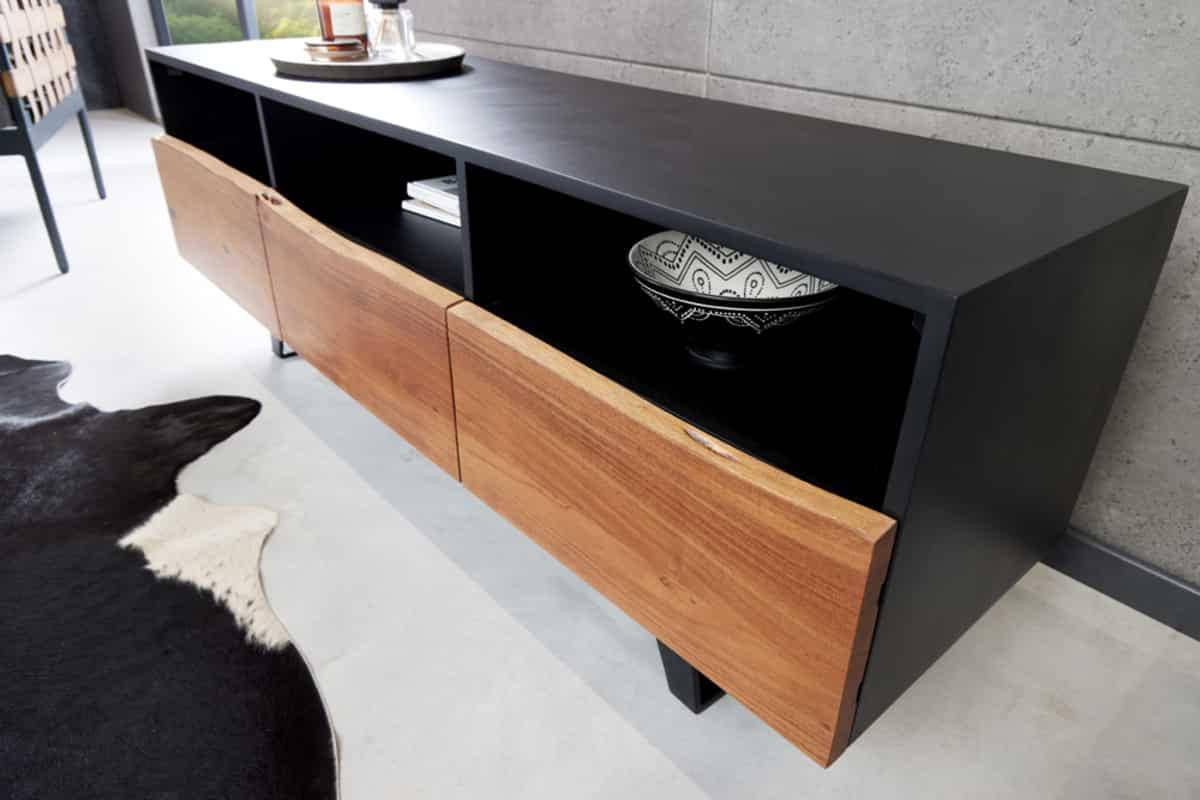 TV-LOWBOARD ORGANIC ARTWORK Akazie 140cm - Schwarz/Braun, Holz/Metall (140/50/40cm) - riess-ambiente