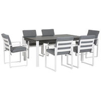 GARTENMÖBEL SET 6-Sitzer Aluminium dunkelgrau Pancole - Weiß/Grau, Metall - Beliani