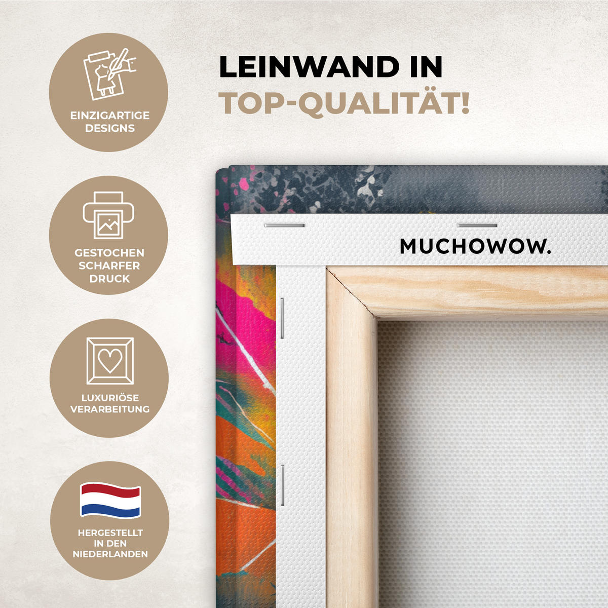 LEINWANDBILD Abstrakt - Graffiti - Farbenfroh - Farbspritzer Wanddeko 90x60 cm - Multicolor, Textil (90/60cm) - MuchoWow