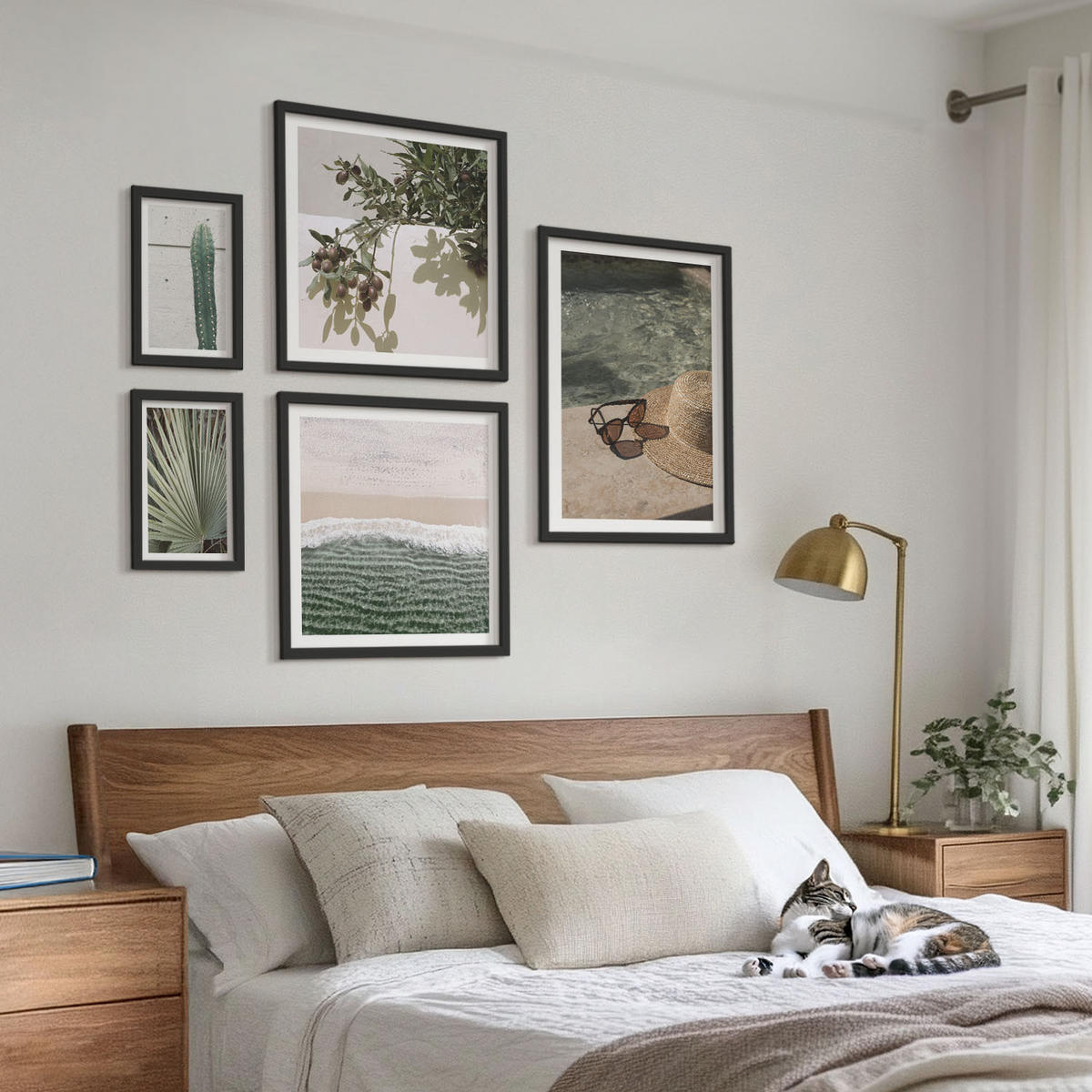 WANDBILDER 5er-Set - 50x50 cm & 20x30 cm & 40x60 cm Schwarzer Rahmen - Zubehör für tropische Pflanzen - Schwarz, Kunststoff (40/60cm) - ArtPrintCave