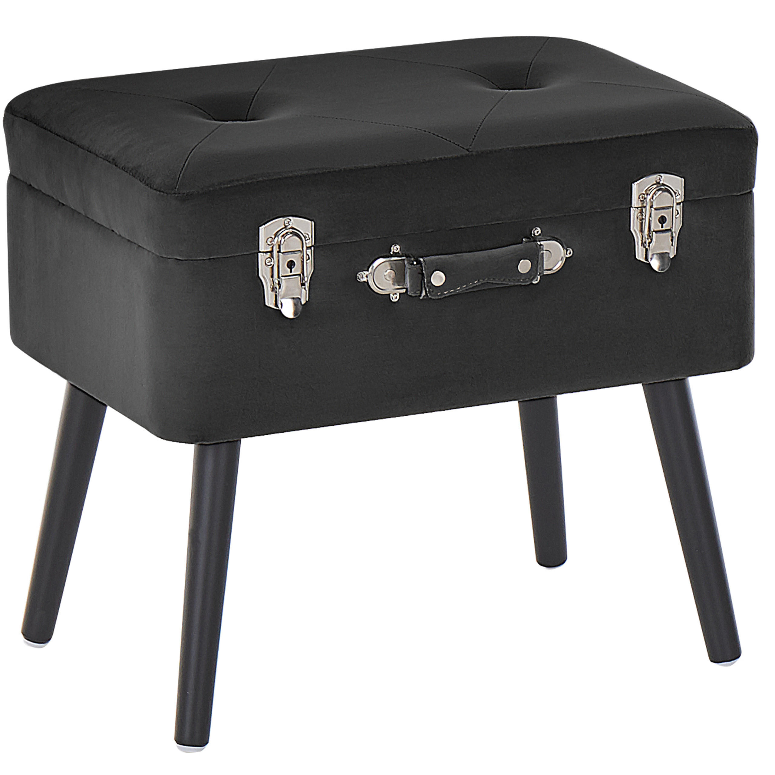 HOCKER Mallard 36/52/46 cm - Schwarz, Textil (52/46/36cm) - Beliani