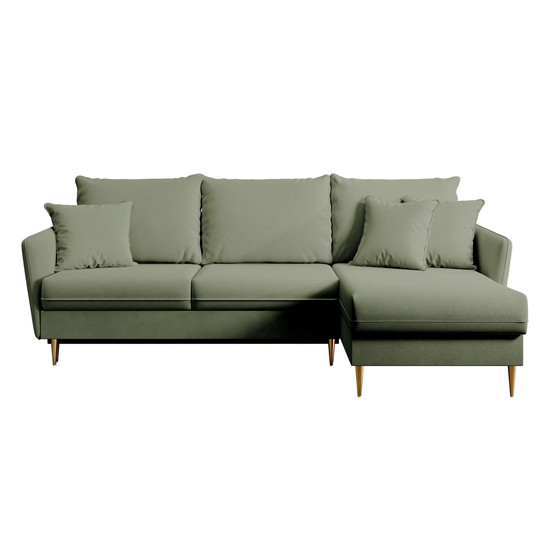 ECKSOFA Volio Salbeigrün Samt - Goldfarben/Hellgrün, Textil/Metall (223/145cm) - Selsey