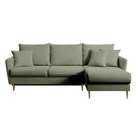 ECKSOFA Volio Salbeigrün Samt - Goldfarben/Hellgrün, Textil/Metall (223/145cm) - Selsey