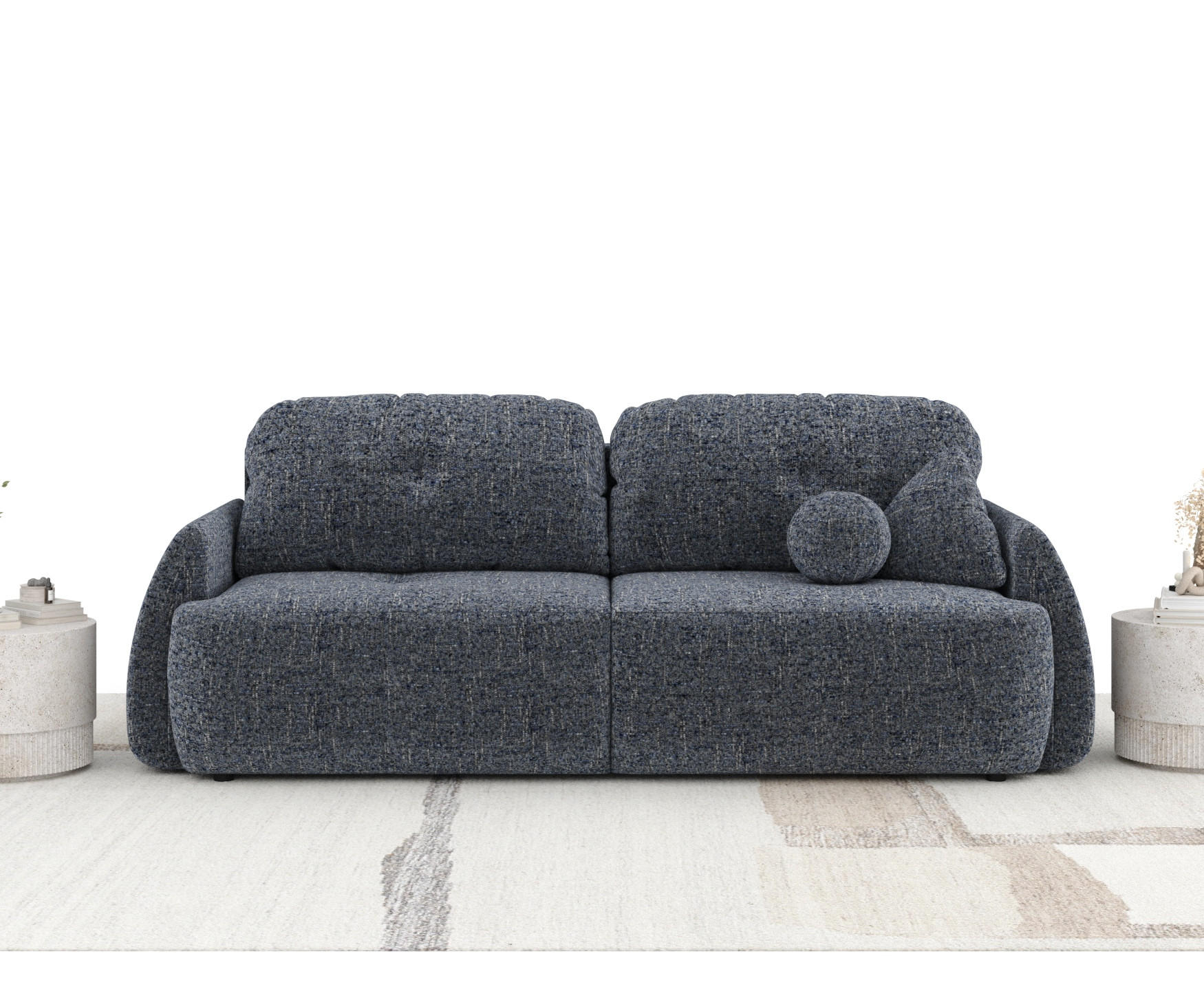 Thumbnail - Maison de Reve Schlafsofa, Dunkelblau, Textil, 3-Sitzer, Füllung: Schaumstoff, Rundrohr, 248x92x103 cm, Reach, Hergestel...