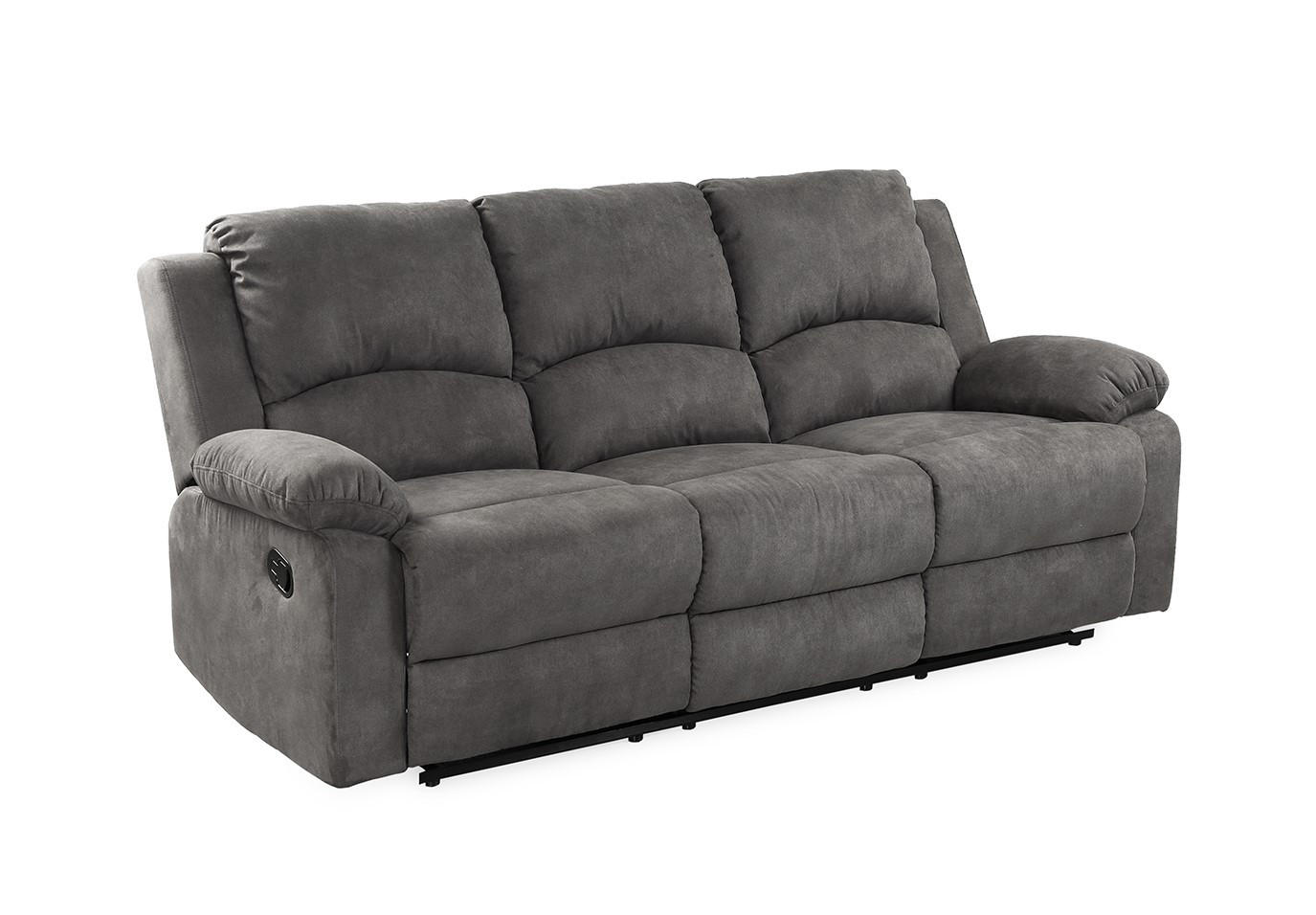 3-SITZER-RELAXSOFA Federkern, Liegefunktion verstellbar durch halbautomatische Relaxfunktion B204/T87/H97 cm, Mikrofaser Vintage Anthrazit/ 15131 - Anthrazit/Schwarz, Textil (204/97/87cm) - luma-home
