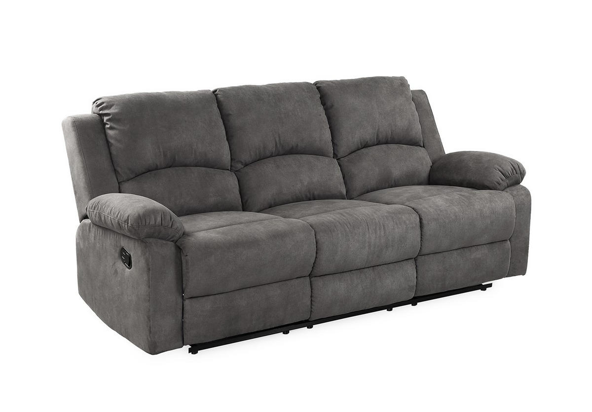 3-SITZER-RELAXSOFA Federkern, Liegefunktion verstellbar durch halbautomatische Relaxfunktion B204/T87/H97 cm, Mikrofaser Vintage Anthrazit/ 15131 - Anthrazit/Schwarz, Textil (204/97/87cm) - luma-home