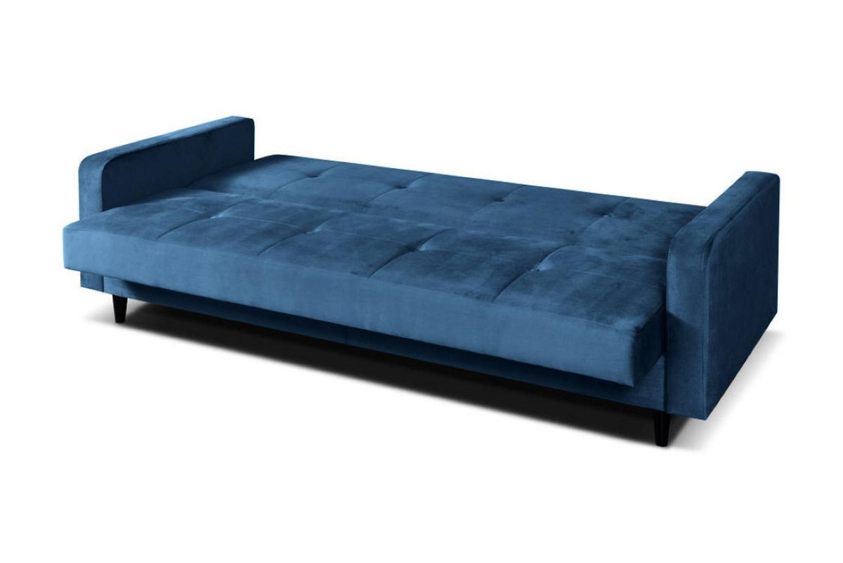 SOFA Luna 213cm im skandinavisches Stil, mit Schlaffunktion und Bettkasten, dunkelblau - Blau, Kunststoff (213/92/94cm) - Margaret Hadas24