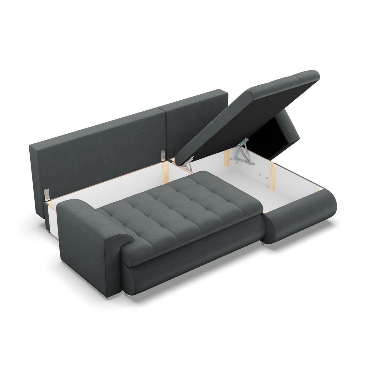 ECKSOFA RECHTS MIT SCHLAFFUNKTION FORESTA, Dunkelgrau - Dunkelgrau, Textil (230/159cm) - Mebligo