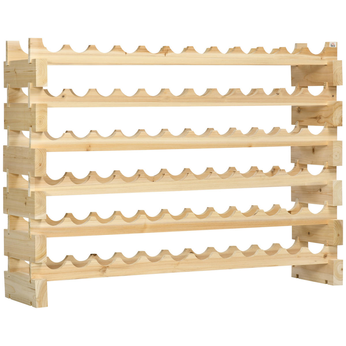 WEINREGAL, 6-stöckig, Holz, 72 Flaschen, 100kg, Naturholz, 114x28x85cm - Multicolor, Metall (114/85/28cm) - FORIOUS