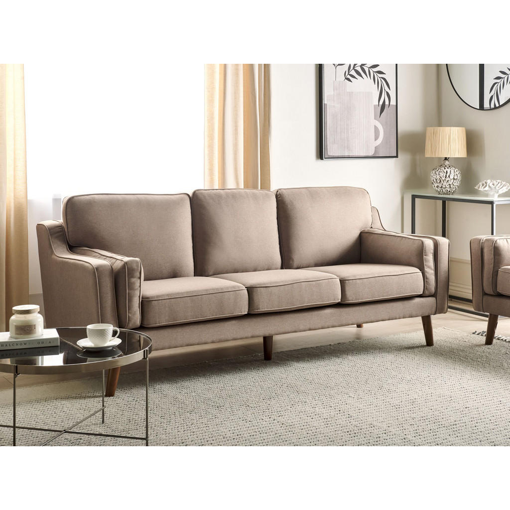 Thumbnail - Beliani 3-Sitzer-Sofa, Hellbraun, Braun, Textil, 204x85x83 cm, Wohnzimmer, Sofas & Couches, Sofas, 3-Sitzer Sofas