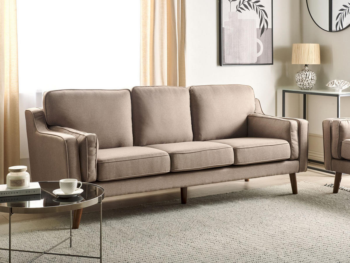 3-SITZER-SOFA hellbraun Lokka - Hellbraun/Braun, Textil (204/85/83cm) - Beliani