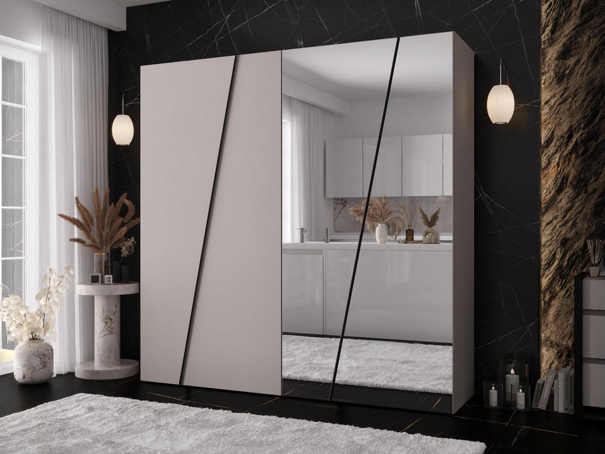 DREHTÜRENSCHRANK Zen 2L 200 cm - Kaschmir/Schwarz, Holzwerkstoff/Kunststoff (200/202/50cm) - MIRJAN24