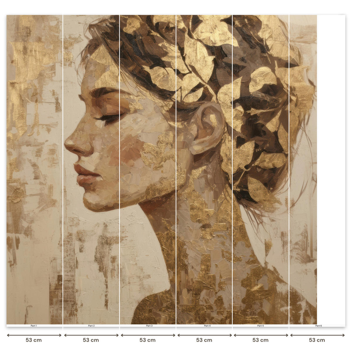 TAPETE - Frau - Gold - Abstrakt - Textur - 280x280 cm - Goldfarben, Papier (280/280cm) - OnlyWow