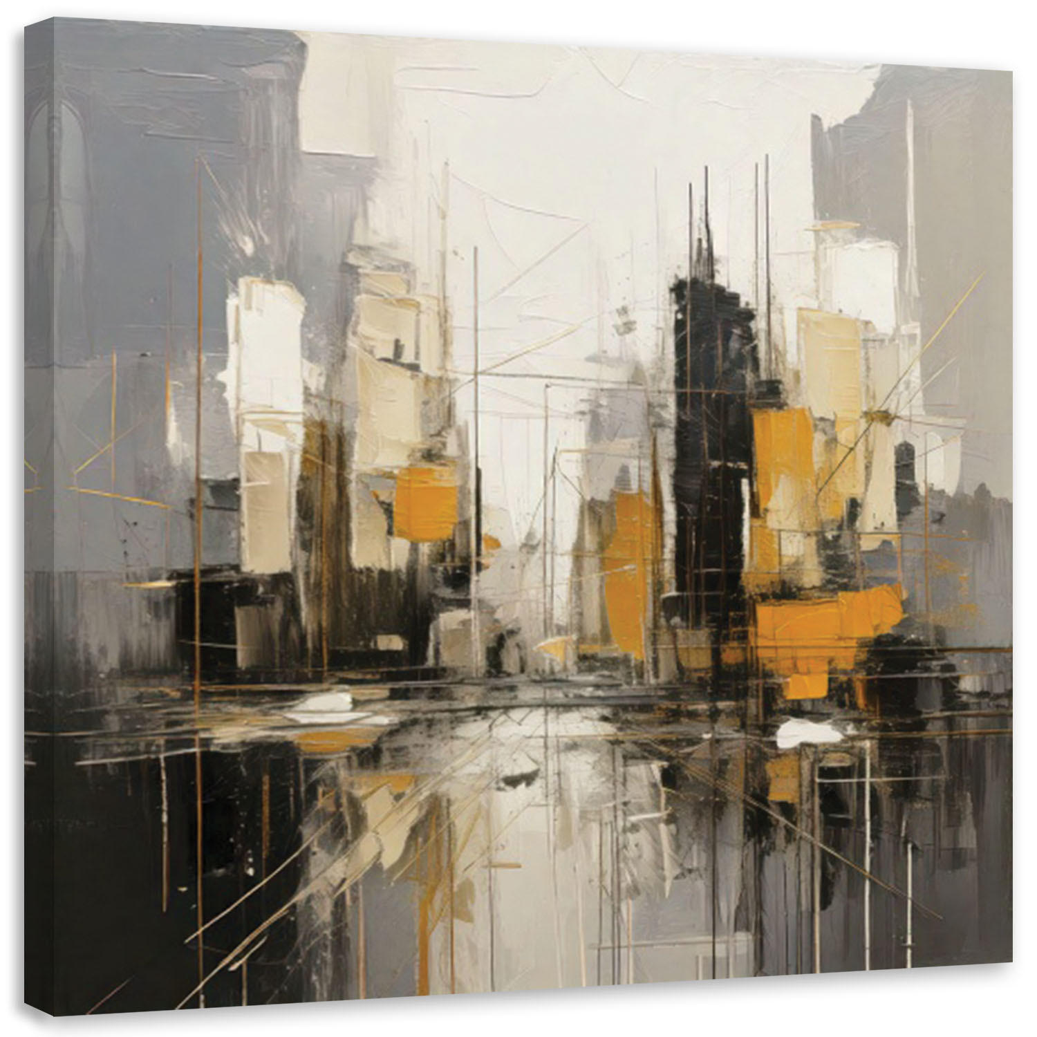 LEINWANDBILD Stadt Abstraktion Architektur 60x60cm - Grau, Textil (60/60cm) - Feeby