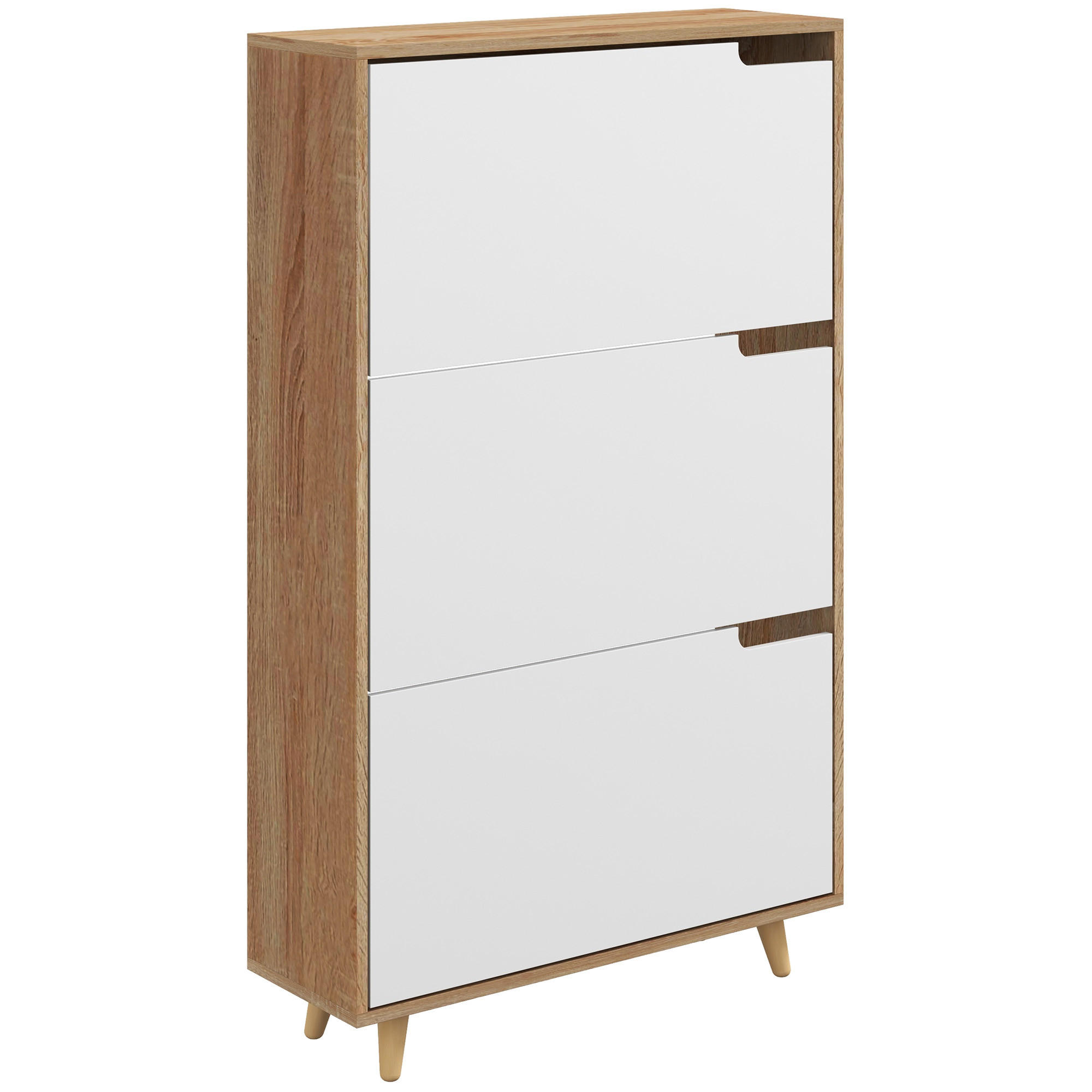 SCHUHSCHRANK DE-14999 3 Klapptüren mit verstellbaren Böden Weiß - Weiß, Holzwerkstoff (72/119/24cm) - ComfortXL