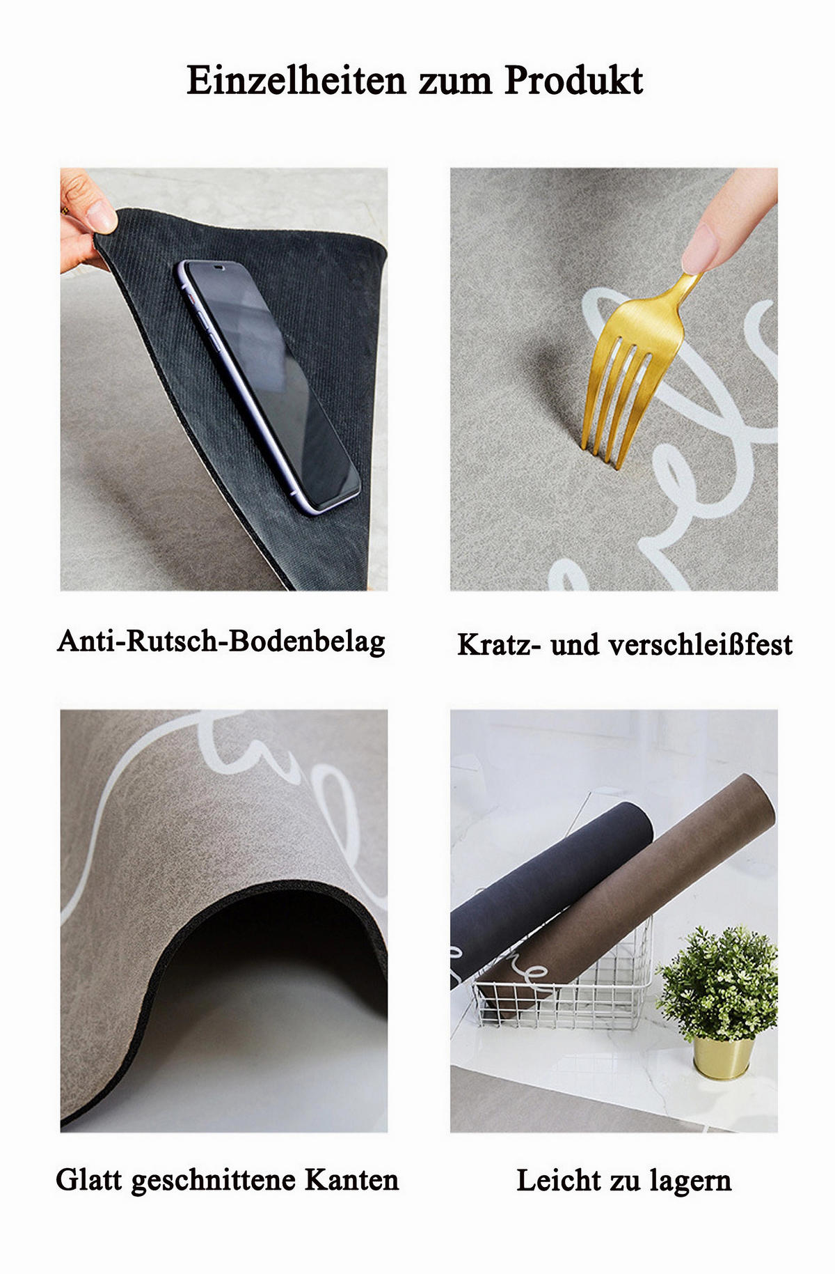 FUSSMATTE Wildlederstoff 40/60 cm 1 Artikel - Grau, Textil (40/60cm) - Kaket