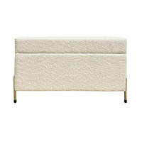 HOCKERBANK Borgo Mit Stauraum, Boucle Creme, Metal Gold - Ecru/Goldfarben, Holzwerkstoff/Metall (80/46/37cm) - Dancan