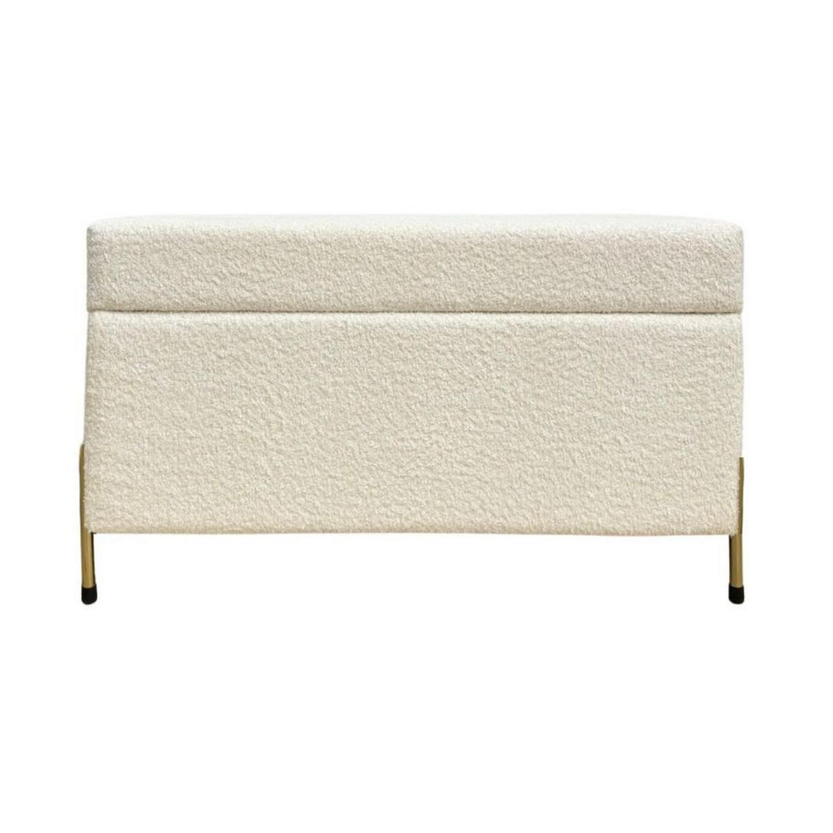 HOCKERBANK Borgo Mit Stauraum, Boucle Creme, Metal Gold - Ecru/Goldfarben, Holzwerkstoff/Metall (80/46/37cm) - Dancan