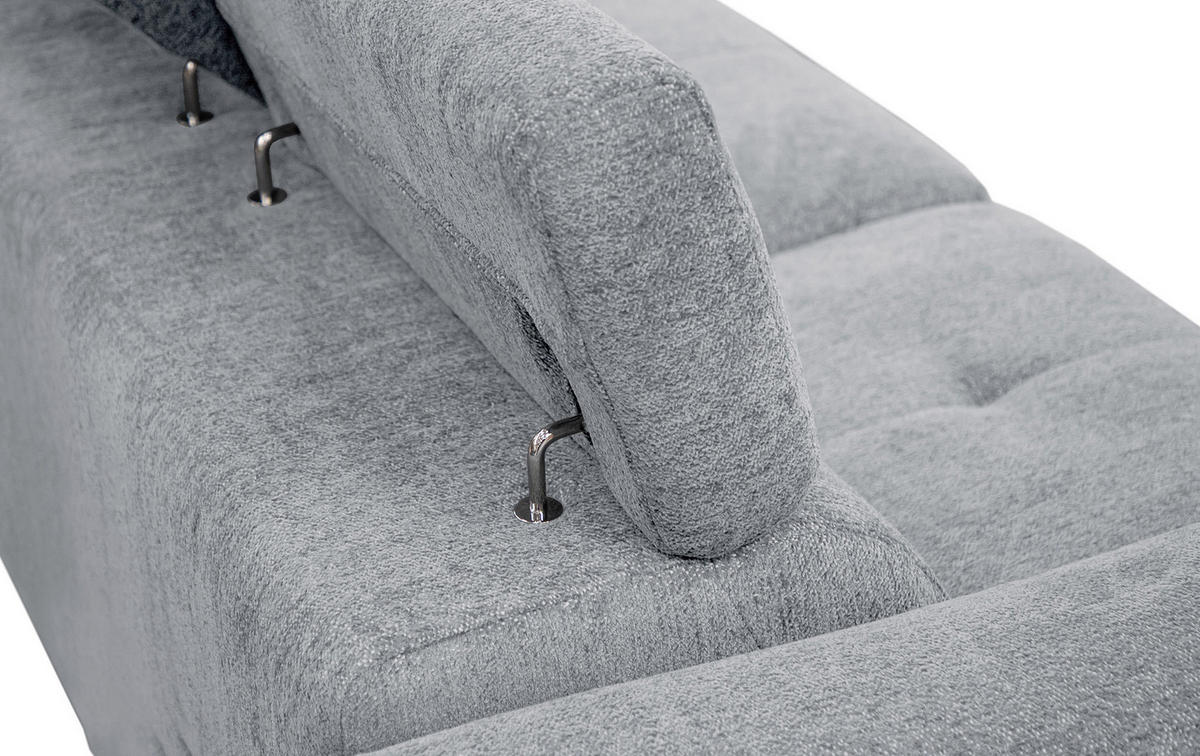 SOFA CALVERA 3-Sitzer mit 1 Relaxfunktion, hellgrau - Hellgrau, Holzwerkstoff/Textil (204/79/106cm) - Courtois Laville