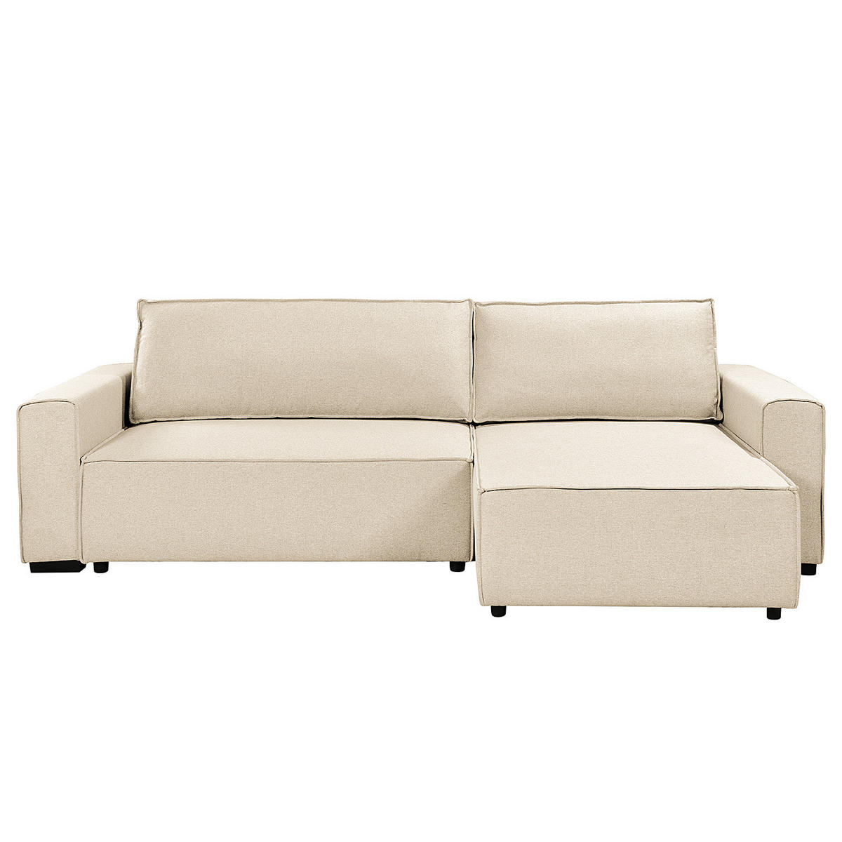 ECKSOFA mit Schlaffunktion - Flachgewebe - Beige/Schwarz, Kunststoff/Textil (284/155cm) - home24