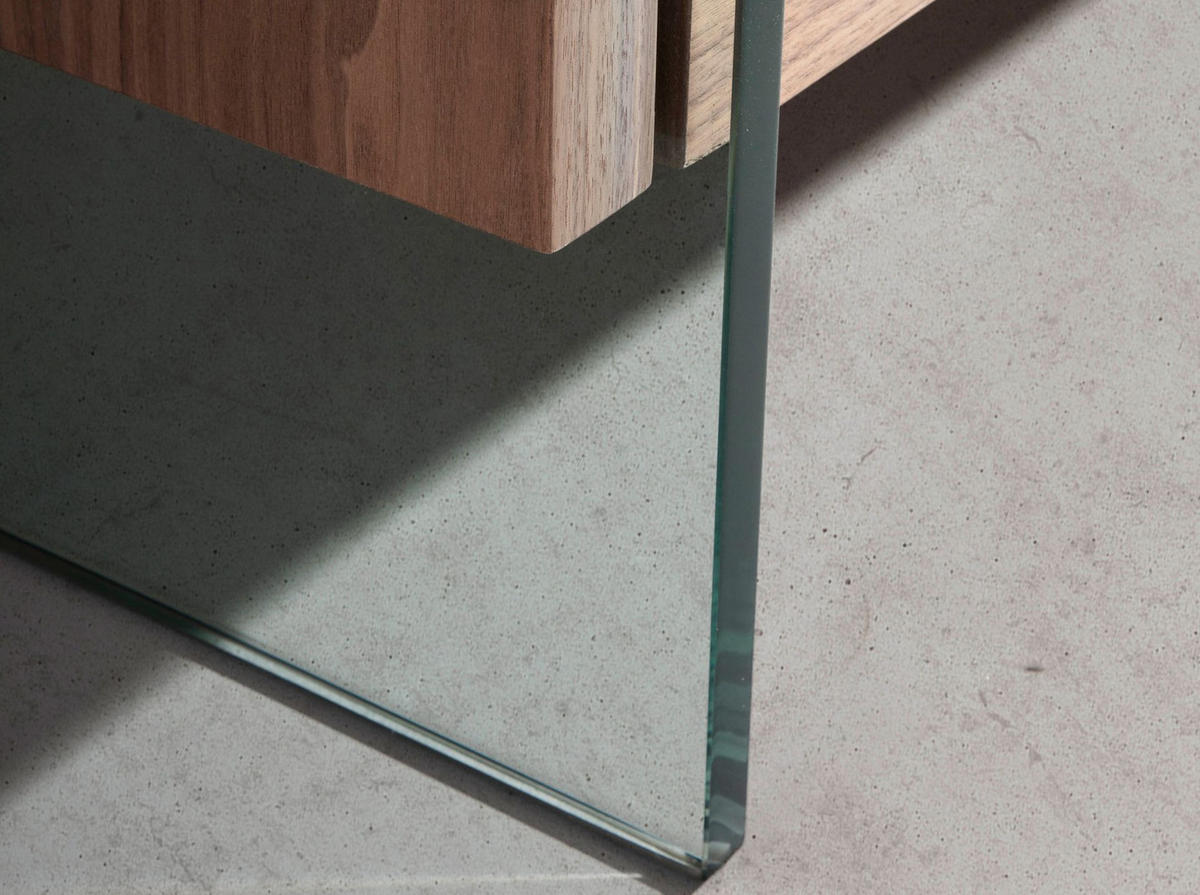 TV-ELEMENT TV-Ständer aus Nussbaum und gehärtetem Glas 188/45/39 cm - Transparent/Walnussfarben, Glas/Holz (188/49/45cm) - ANGEL CERDA